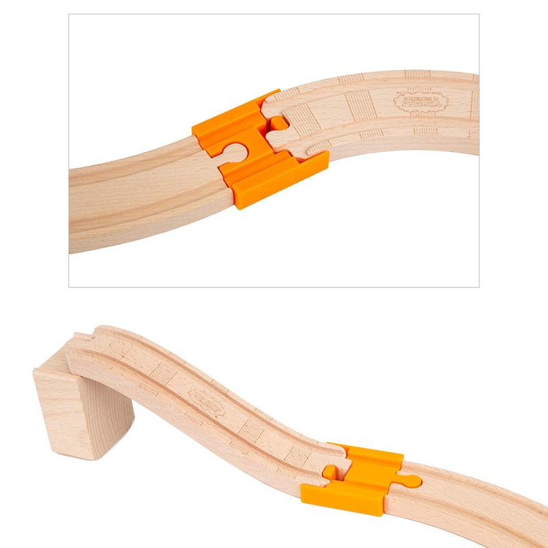 Orbrium محولات مسار قطار ORBRIUM الخشبية 16 قطعة موصلات ذكر ذكر وأنثى أنثى + 4 محولات مسار توماس ملحقات متوافقة مع توماس وبريو وميليسا ودوج للسكك الحديدية الخشبية - Image 3